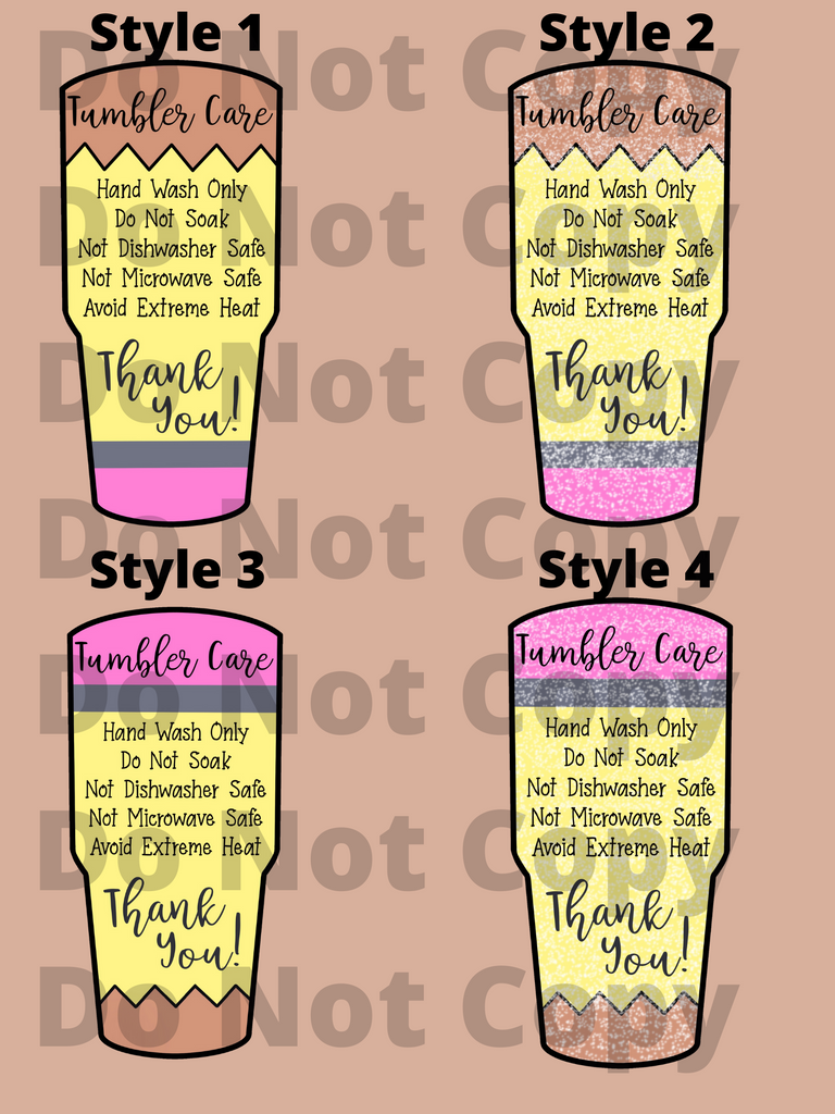 Pencil Tumbler Care Cards – SOLiD Teez Shirts, Transfers, and Blanks